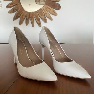 Leather white stilettos